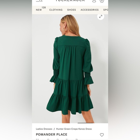 NWT Tuckernuck crepe Enzo dress hunter green XSmall - Picture 5 of 10